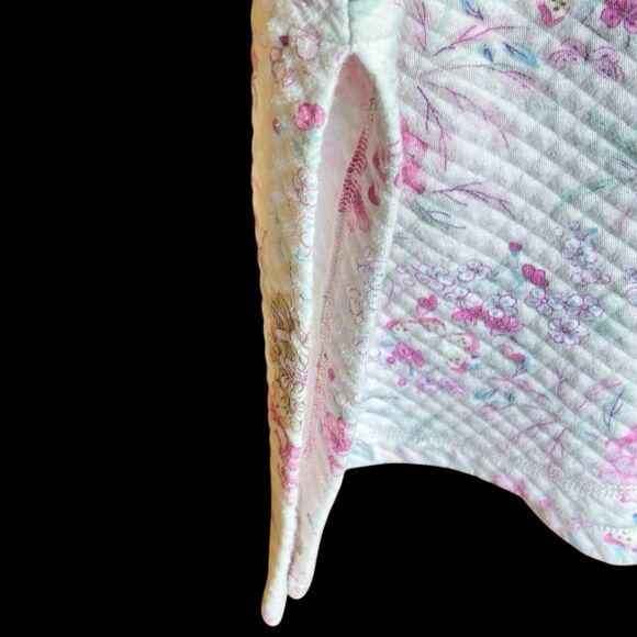 MISS ELAINE Women’s Zipped Quilted Pink Blush Floral Loungewear Robe Size Small - Picture 9 of 12